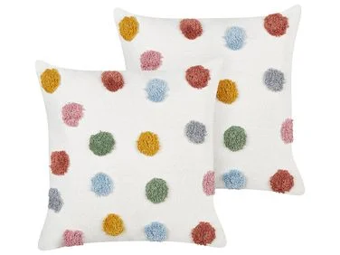 Sett med 2 pynteputer WALLFLOWER 45 x 45 cm Bomull Hvit v:6091842