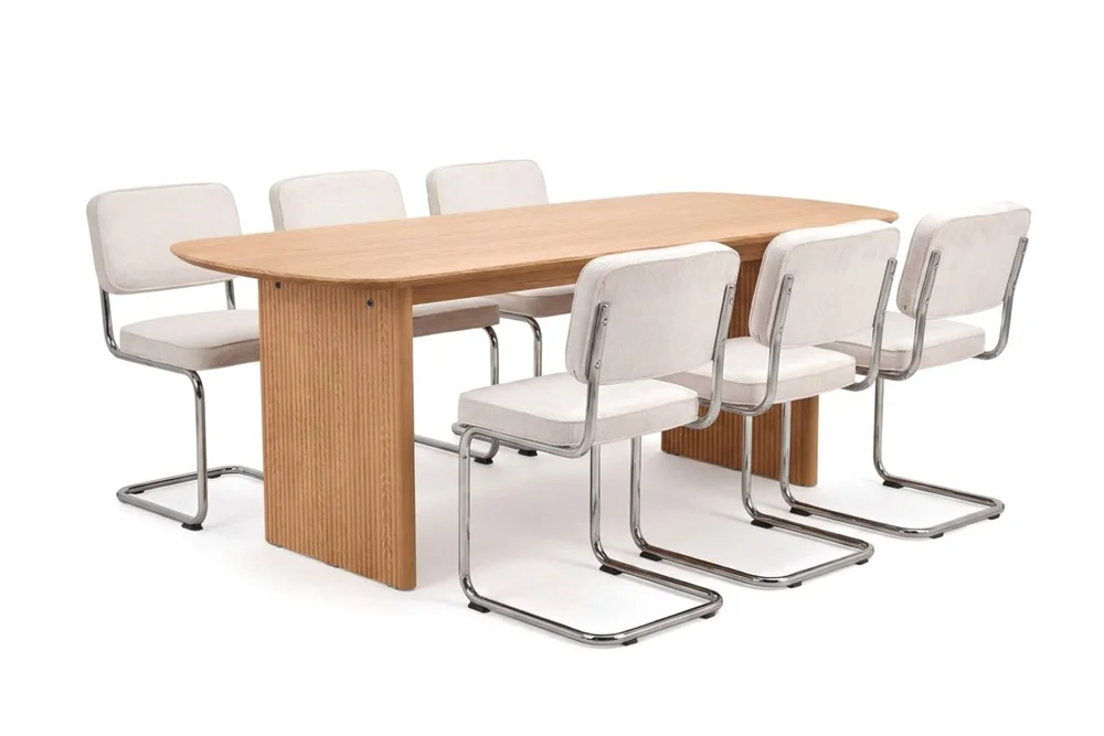 Alma spisegruppe rektangulær 180 cm eik med 6 Milva spisestoler v:8553006 Alma spisegruppe rektangulær 180 cm eik med 6 Milva spisestoler v:8553006