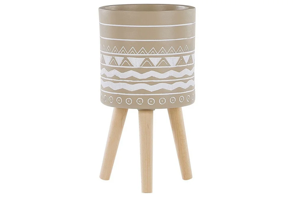 Trädgårdskruka Beliani Milina Beige||White||Light colored wood v:6496805