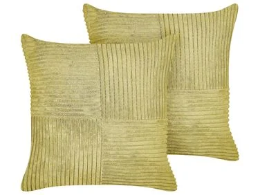 Sett med 2 pynteputer MILLET 43 x 43 cm Kordfløyel Olivengrønn Geometrisk mønster v:5383354