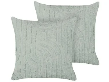 Sett med 2 pynteputer TELLIMA 45 x 45 cm Bomull Mintgrønn Geometrisk mønster v:6316381