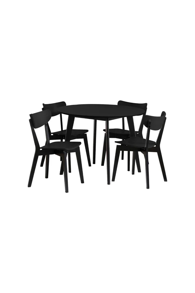 Roxby spisebordssett med bord og 4 stoler, 105 x 105 x 76 cm – Svart m v:3505547 Roxby spisebordssett med bord og 4 stoler, 105 x 105 x 76 cm – Svart m v:3505547