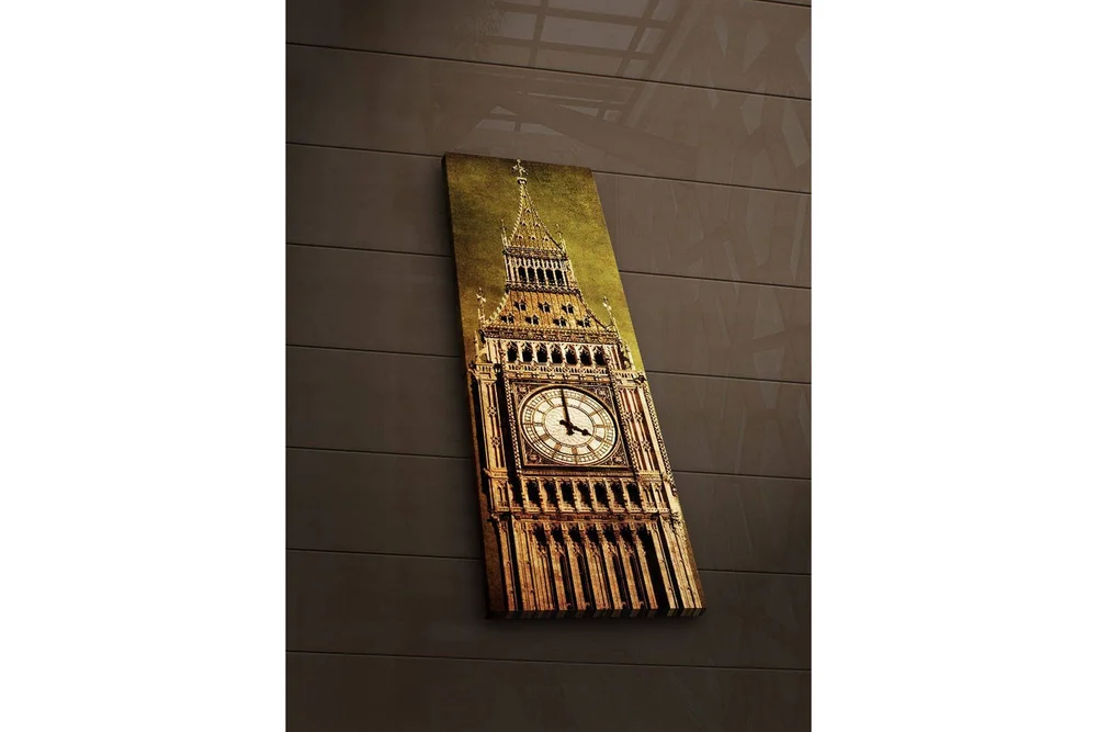 Lerretsbilde med LED-belysning 90x30 cm - Storslått klokketårn med detaljert arkitektur v:3121984