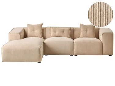 Hjørnesofa 3-seter DOLVA Kordfløyel Beige Høyrevendt v:1936183 Hjørnesofa 3-seter DOLVA Kordfløyel Beige Høyrevendt v:1936183