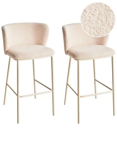 Sett med 2 barstoler MINA II Bouclé Lys beige v:5449402