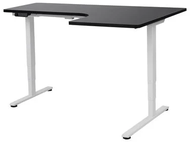 Elektrisk justerbart hjørneskrivebord DESTINES 160 cm 109 cm Svart/hvit Høyrevendt v:3202413
