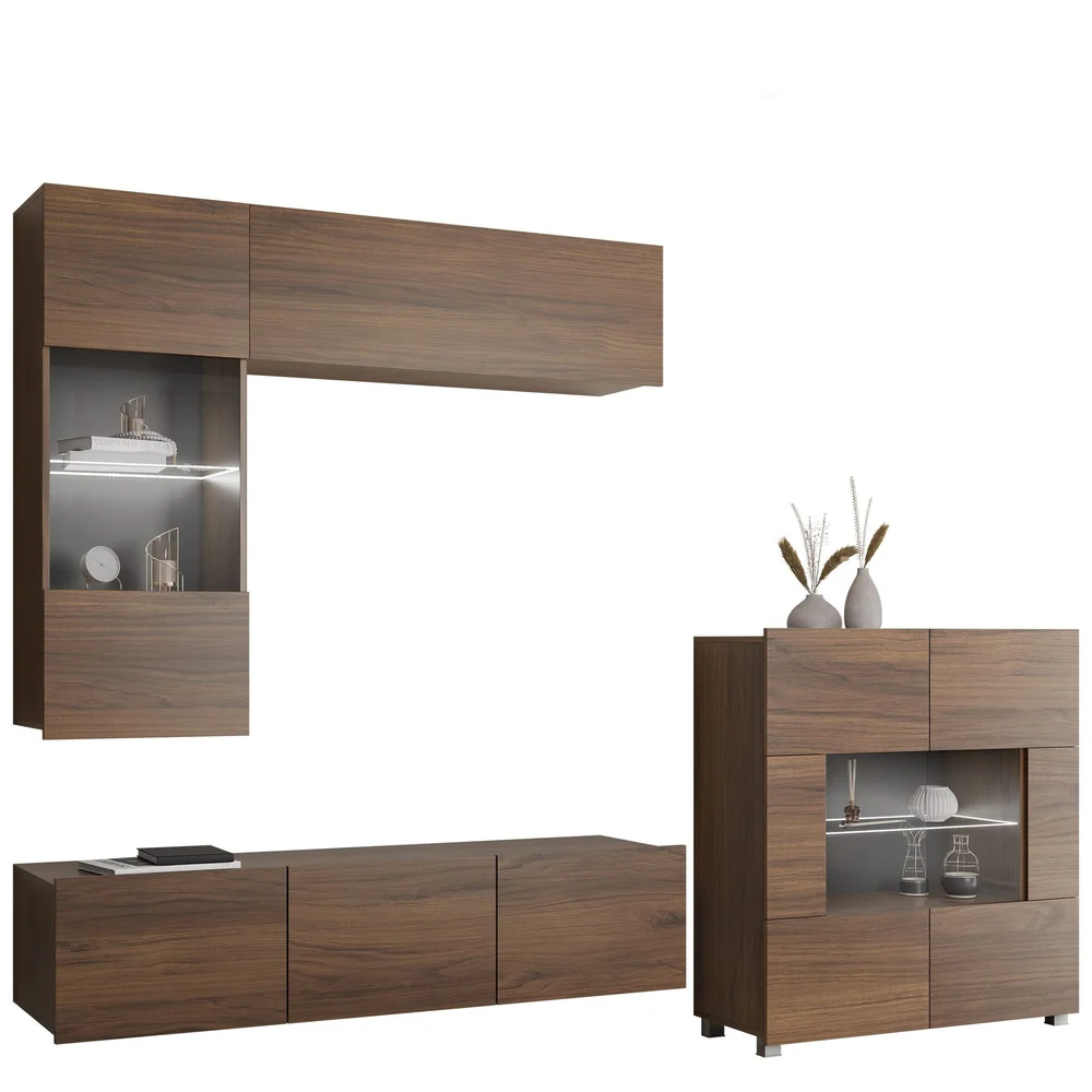 Tessan TV-veggseksjon med LED-belysning v:8513010