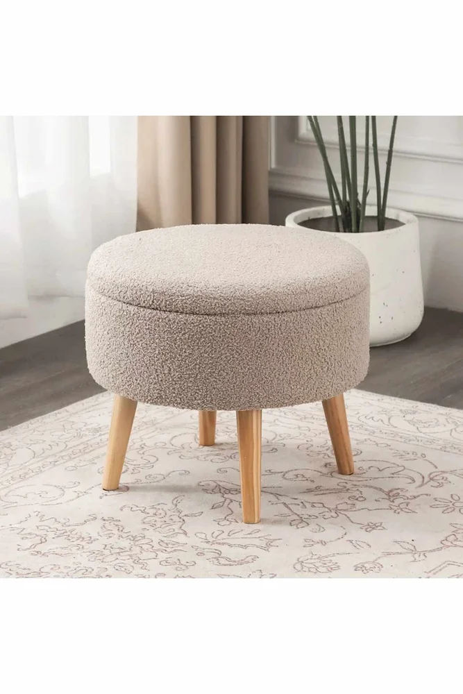 Puff med oppbevaring Atelier Del Sofa Berlin Wellsoft (Ø45 x H44 cm) Beige v:3774422