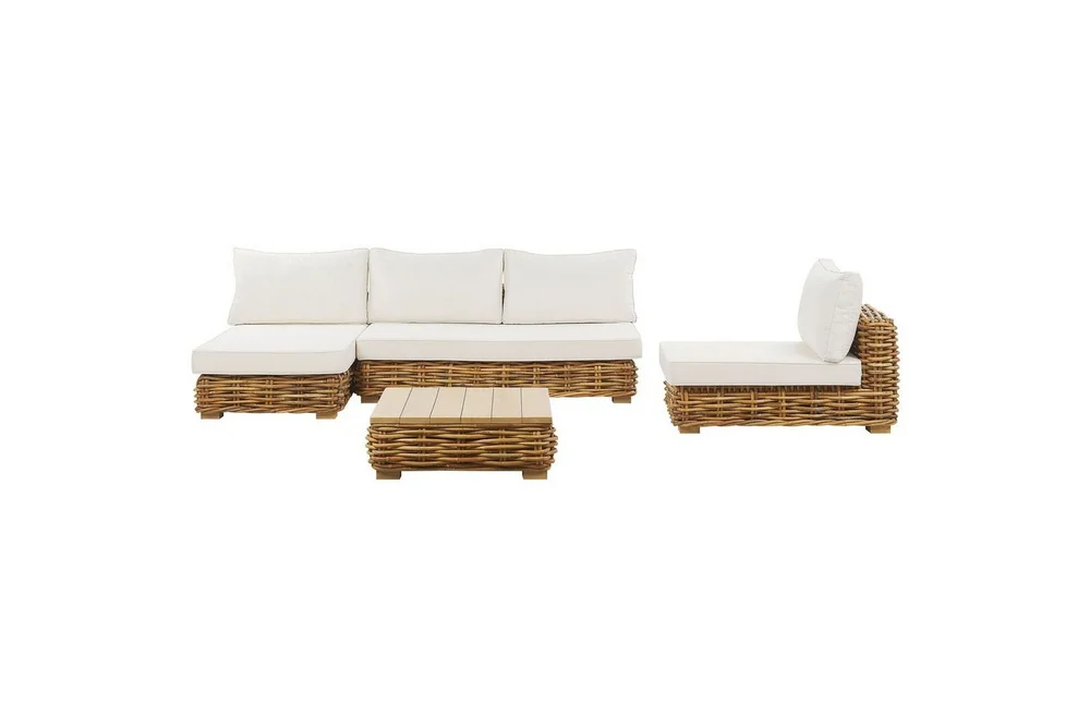 Loungegrupp Beliani Varallo Natur/vit, Högervänd Natural||White Left-faced v:4249495