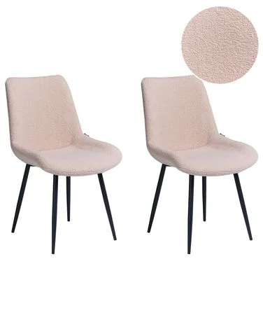 Sett med 2 spisestoler AVILLA Bouclé Beige v:6925335 Sett med 2 spisestoler AVILLA Bouclé Beige v:6925335