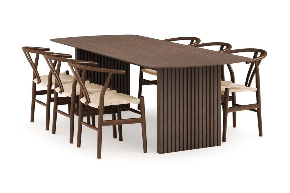Richeto Spisegruppe Røkt Eik 240 cm med 6 Dastoori Spisestoler v:4954220