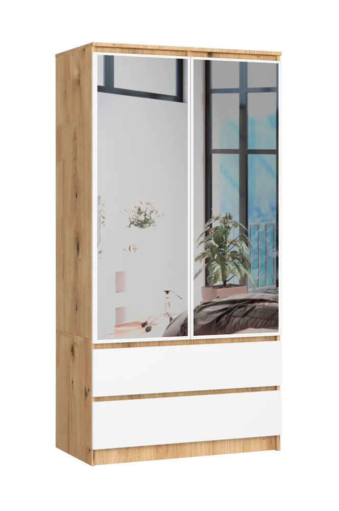 Akord Garderobe med 2 dører, 2 skuffer og 2 speil – Flerfarget m v:536904 Akord Garderobe med 2 dører, 2 skuffer og 2 speil – Flerfarget m v:536904