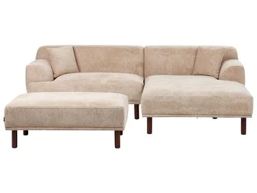 Hjørnesofa 3-seter HOLT med fotskammel Beige Venstrevendt v:3552781 Hjørnesofa 3-seter HOLT med fotskammel Beige Venstrevendt v:3552781