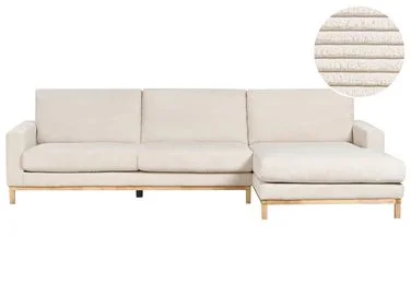 Hjørnesofa 4-seters SIGGARD Kordfløyel Lys beige Venstrevendt v:9193360 Hjørnesofa 4-seters SIGGARD Kordfløyel Lys beige Venstrevendt v:9193360