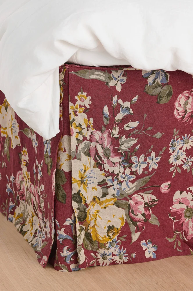 Sengekappe Candice Rose i vasket lin 60 cm - Rød - Tekstiler | m v:2245848