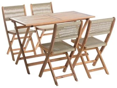 Spisegruppe til uteplassen 4-seters PROSSEDI Akasietre Beige v:4791808 Spisegruppe til uteplassen 4-seters PROSSEDI Akasietre Beige v:4791808