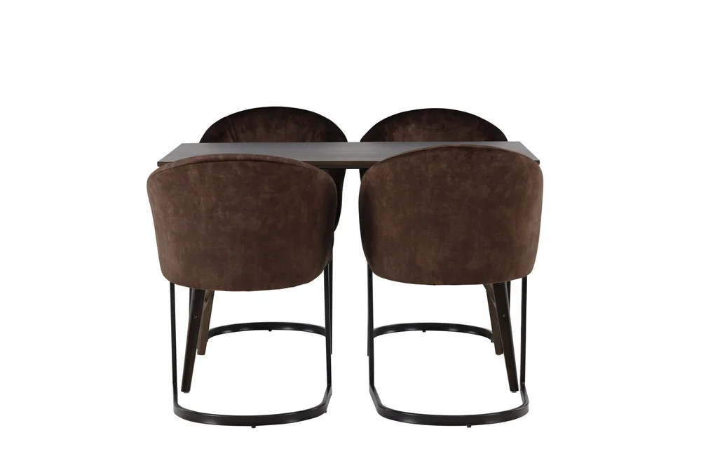 Spisegruppe Venture Home Kaseidon spisegruppe 120 cm rektangulær med 4 Evening-stoler Mørk brun v:5095093