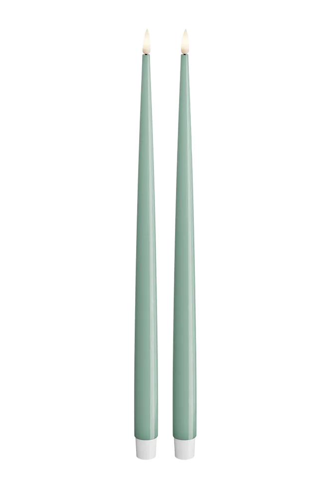 LED Taper Candle Shiny 2,2x38 cm 2 stk - Grønn - Dekor | m v:2997474