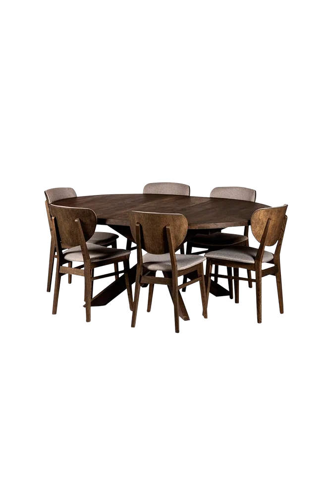 Rundt spisebord « Hemse With Chairs » og 6 «Smögen»-stoler – Brun m v:8507383 Rundt spisebord « Hemse With Chairs » og 6 «Smögen»-stoler – Brun m v:8507383