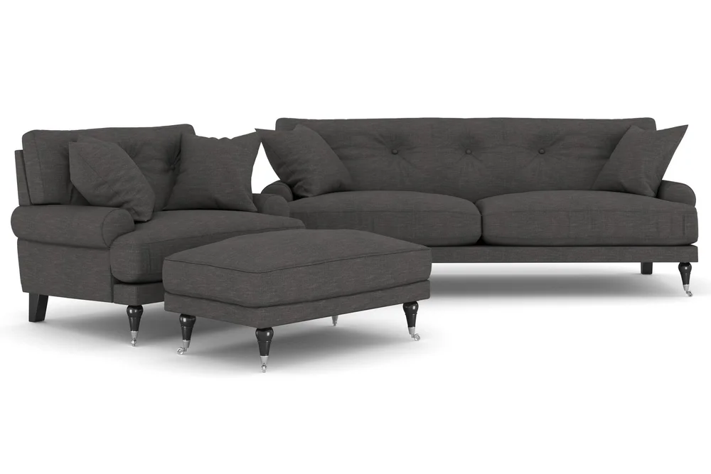 Andrew Sofagruppe 2-seter Sofa + Lenestol + Fotskammel i Stoff v:5426495 Andrew Sofagruppe 2-seter Sofa + Lenestol + Fotskammel i Stoff v:5426495