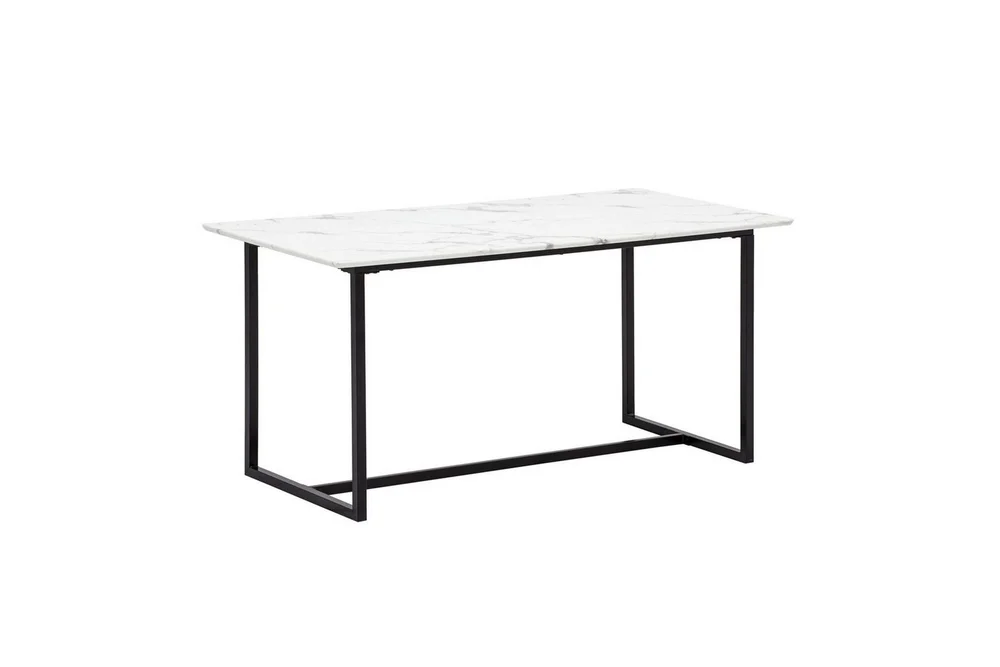 Spisebord Wohnling Industriell loftstil MDF med metalldetaljer i gull på bena Marmor, Hvit, 200x90 cm v:6670344