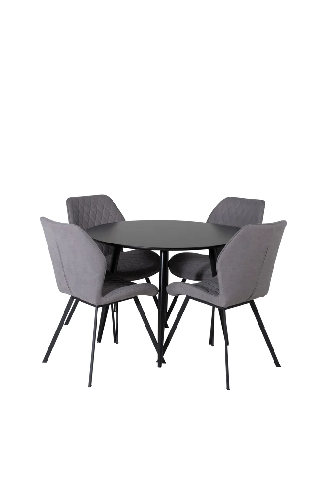 Spisesett Plaza med 4 stoler Gemma - Svart m v:376051