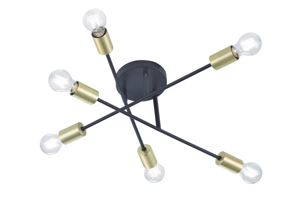 Cross Plafond 6xE27 svart / gull v:2804074 Cross Plafond 6xE27 svart / gull v:2804074