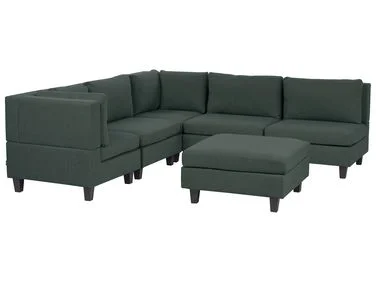 Modulær hjørnesofa 5-seters UNSTAD med fotskammel Mørkegrønn Høyrevendt v:6716750 Modulær hjørnesofa 5-seters UNSTAD med fotskammel Mørkegrønn Høyrevendt v:6716750