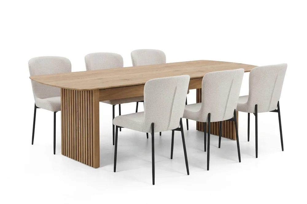 Richeto spisegruppe eik 210 cm med 6 Elsie spisestoler v:7004567