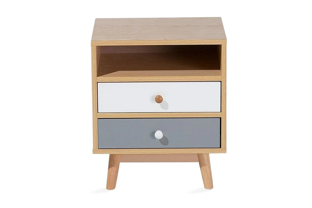 Peinmore Nattbord 40 cm med Oppbevaring 2 Skuffer + Hylle v:4973203