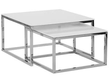 Sett med 2 sofabord BREA Herdet glass Hvit v:3843680 Sett med 2 sofabord BREA Herdet glass Hvit v:3843680