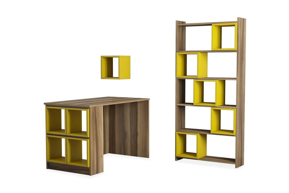 Hovdane Skrivebord 120cm med Oppbevaring Hylle+Vegghylle+Bok v:7208635