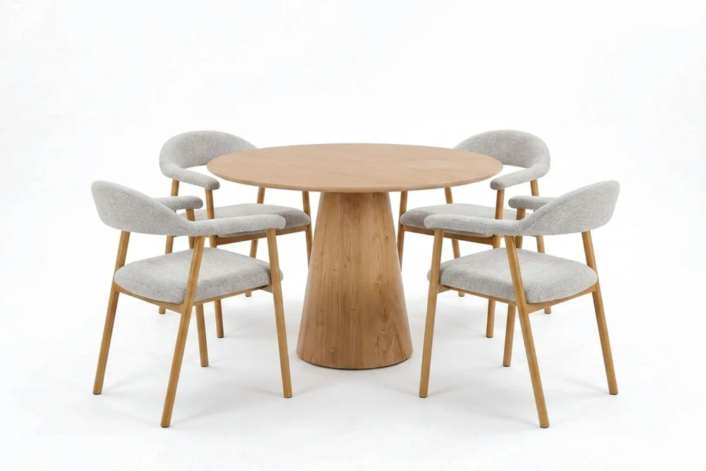 Siena spisegruppe rund 110 cm eik med 4 Ronja spisestoler v:4399621