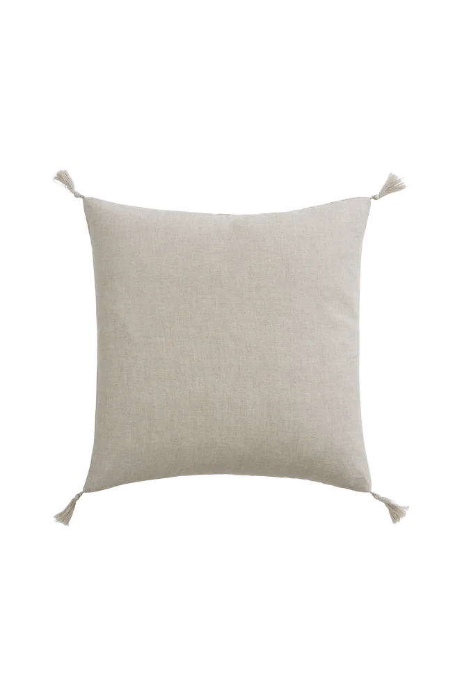 Putetrekk Candice Tassel i vasket lin 50x50 cm - Beige - Tekstiler | m v:6044145