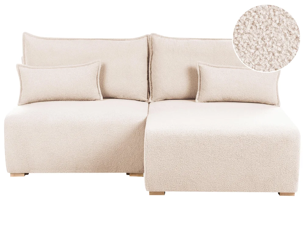 Modulær hjørnesofa NERBO Bouclé Beige Venstrevendt v:2512775 Modulær hjørnesofa NERBO Bouclé Beige Venstrevendt v:2512775