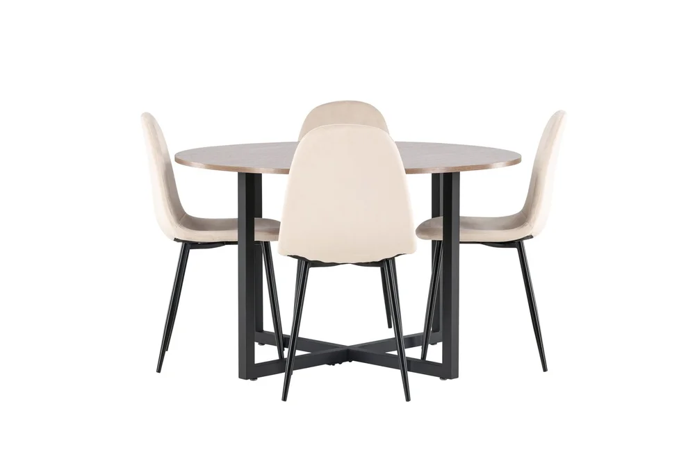 Durango Spisegruppe 120 cm Rund med 4 Polar Stoler v:9025448