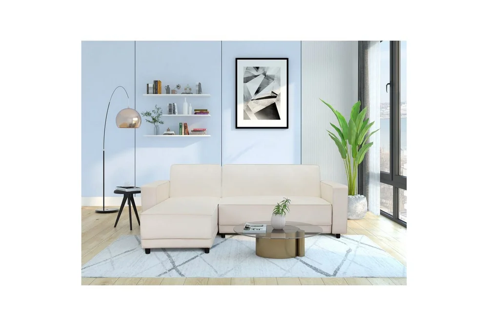 Sovesofa Allie Krem, Fløyel, 82x229x154 cm v:1467177