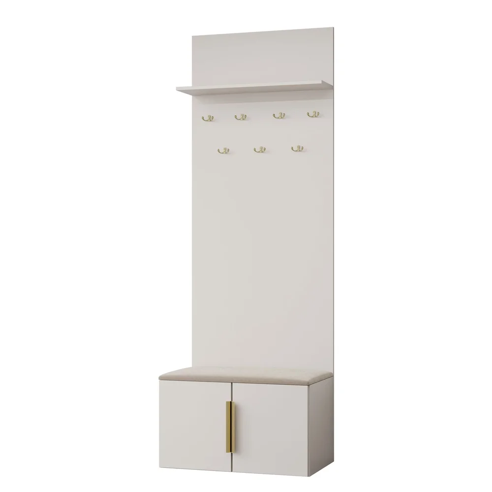 garderobeskap Skoskap + knaggrekke KERKIN beige v:4675738