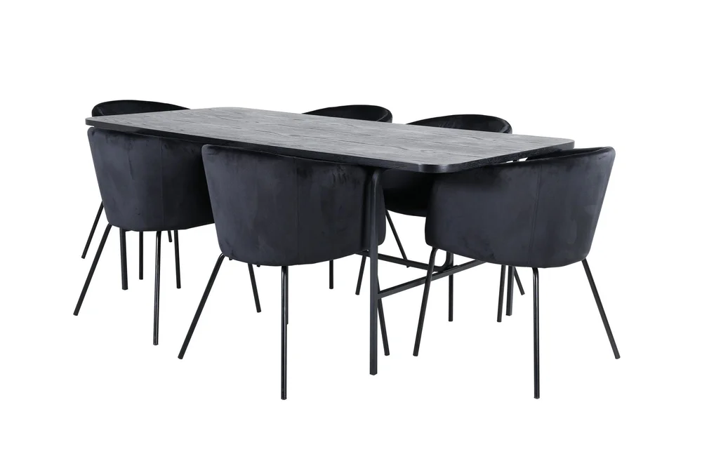 Unos Spisegruppe 200 cm Rektangulær med 6 Berit Stoler v:2766859