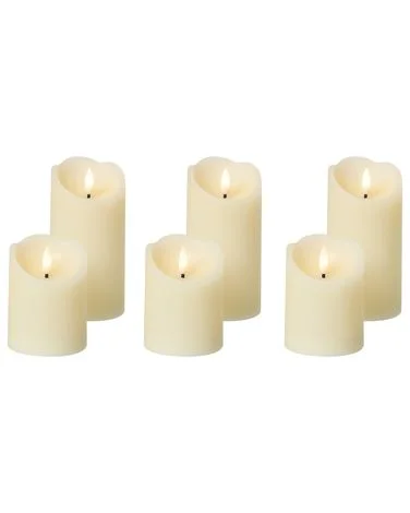 Sett med 6 LED-stearinlys AMOREA 10/15 cm Off white v:7003727