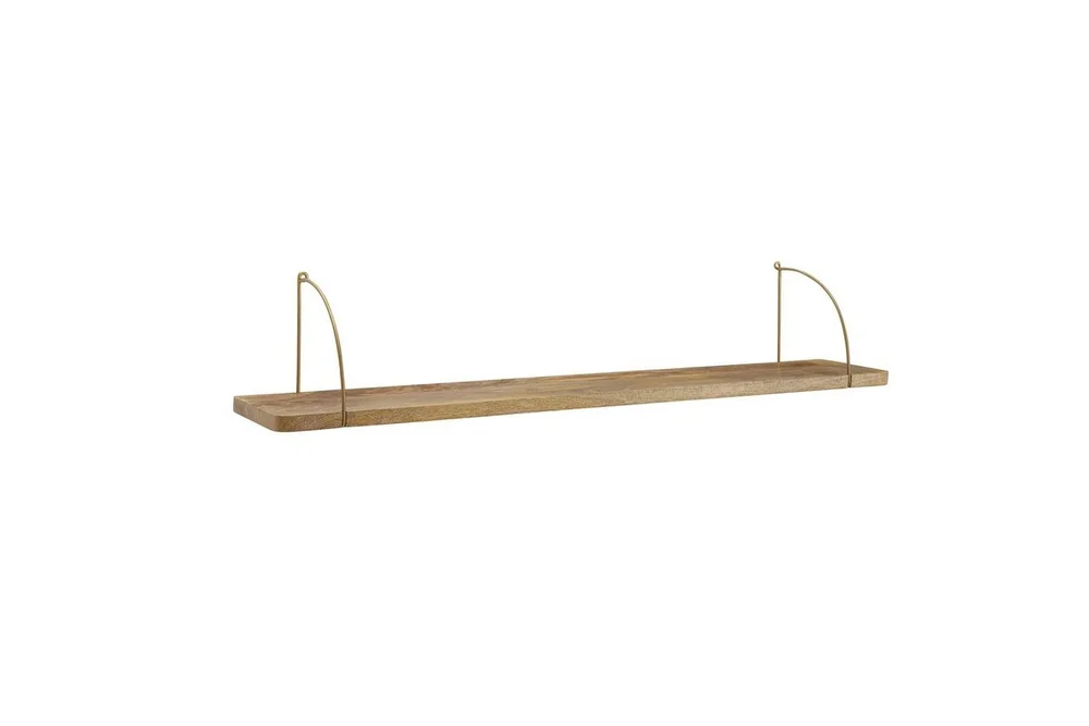 Vegghylle Wohnling massivt tre, metall hylle for oppheng, industriell loftstil 120 cm v:9290798