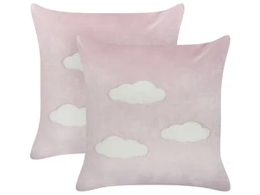 Sett med 2 pynteputer IPOMEA 45 x 45 cm Fløyel Rosa v:1407025