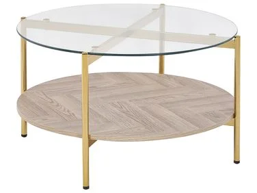 Sofabord LOVELL Herdet glass Gull v:3674334