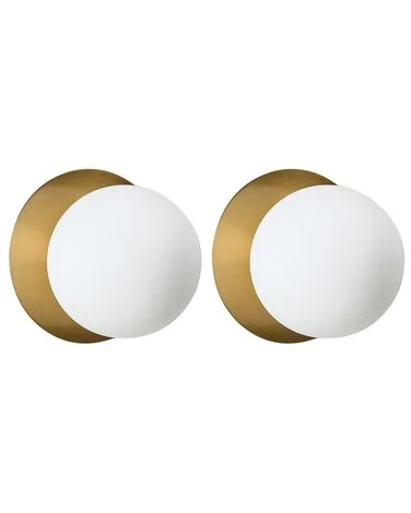 Sett med 2 vegglamper BOUBLE Metall Gull v:3517792