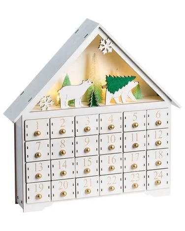 Juledekorasjon LED MJOSA 33 cm Julekalender Hvit v:417855