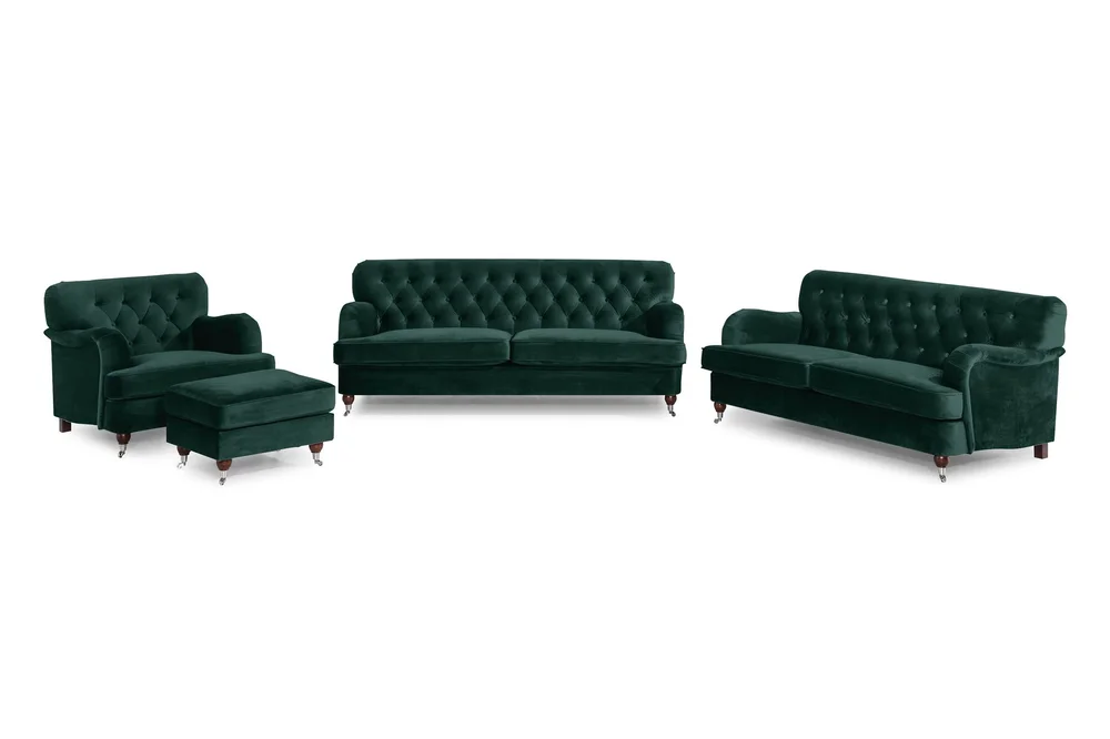 Howard Riviera Sofagruppe 3-seters + 2-seters Sofa + Lenestol + Fotskammel i Fløyel v:6377863