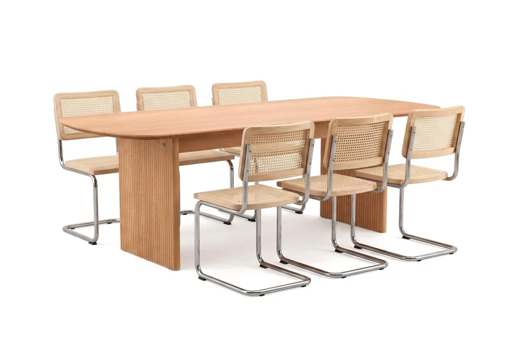 Alma spisegruppe rektangulær 220 cm eik med 6 Build spisestoler v:8586901