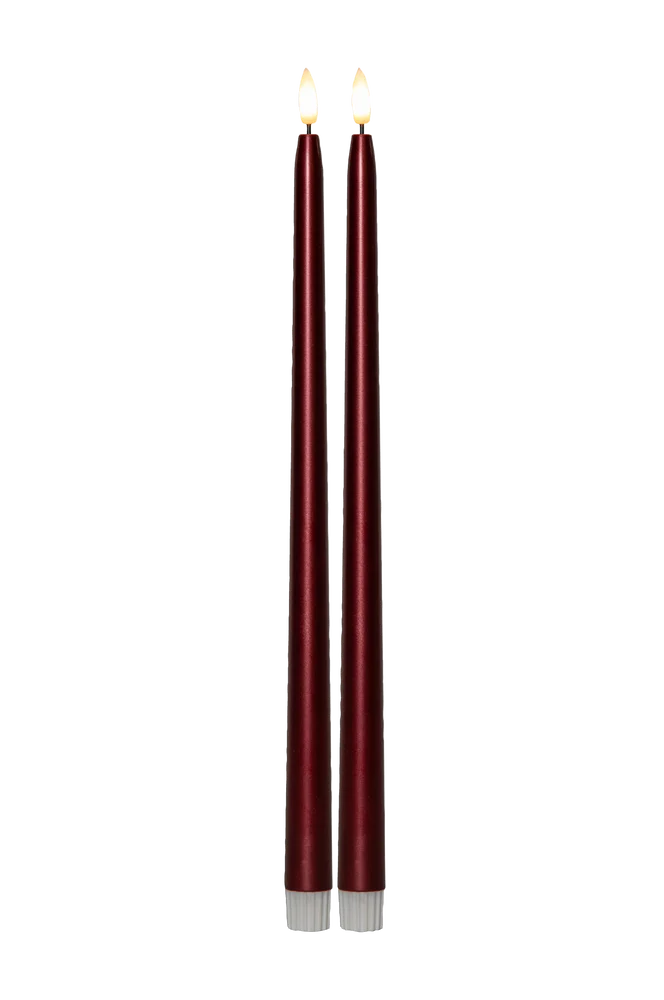 LED-lys i antikkstil « Flamme Metal », 39 cm - Rød - Dekor | m v:9898830