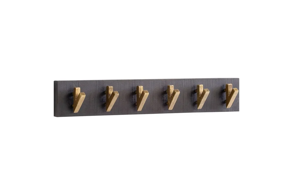 Garderobe Wohnling Vegghengt klesstativ 6 gylne metallkroker elegant i svart gull v:1987604