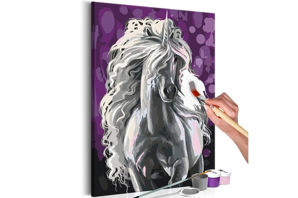 Gjør-det-selv Maleri Hvit Unicorn 40x60 cm v:1777544